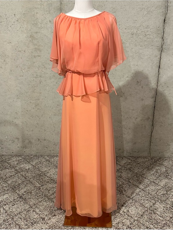 Source Unknown Dresses & Skirts - Vintage 70s Chiffon Peach Maxi Dress Formal Fairycore Size XS